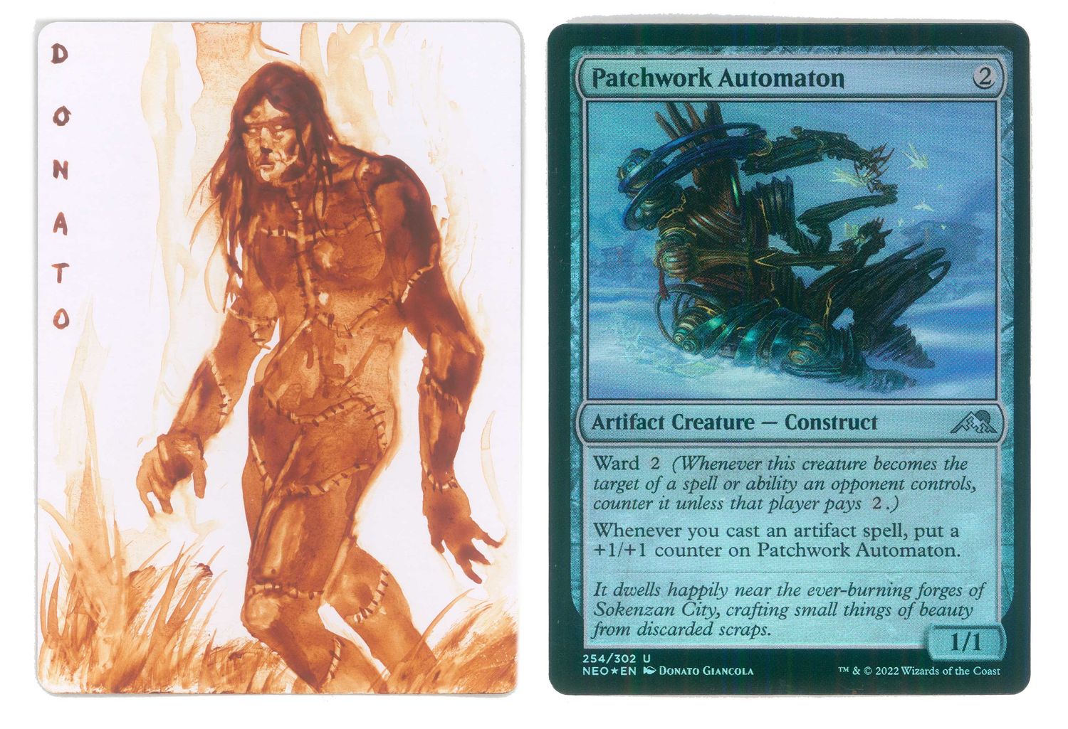 Magic Proof Micro Painting - Patchwork Automaton -Frankenstein Monster - Foil