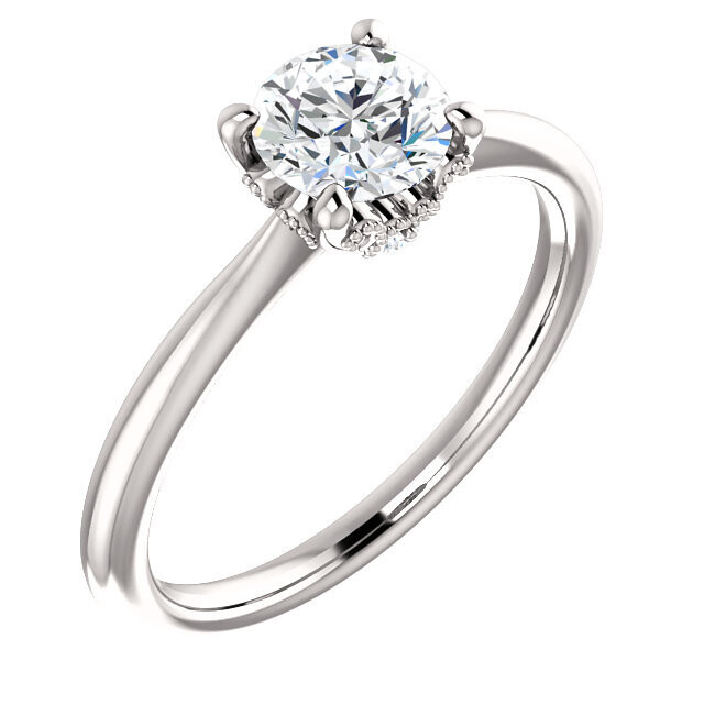 14K White .75ct diamond with .02 CTW Diamond Engagement Ring