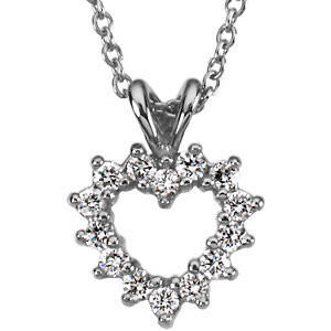 Platinum 1/5 ct Diamond Heart Pendant