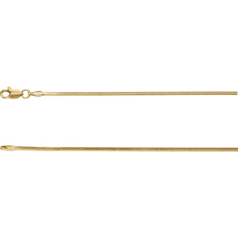 14K Yellow 1.2mm Square Diamond Cut Snake 20&quot; Chain