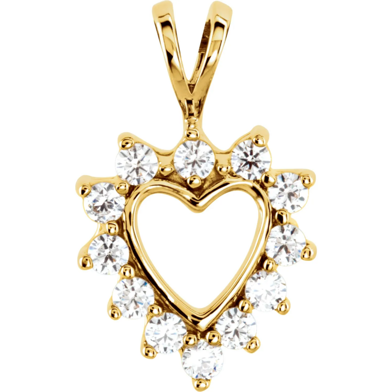 14K Yellow Accented Heart Pendant