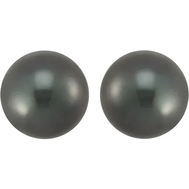 8 mm Pair Round/Near Round Undrilled A Medium Gray Tahitian Cultured Pearls (N)