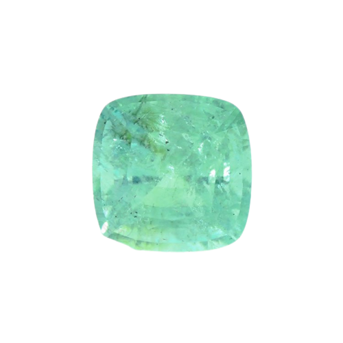 0.53 Ct. Emerald from Brazil (O) Mixed Brilliant Cushion 4.95 x 4.93 Slightly Included Light green