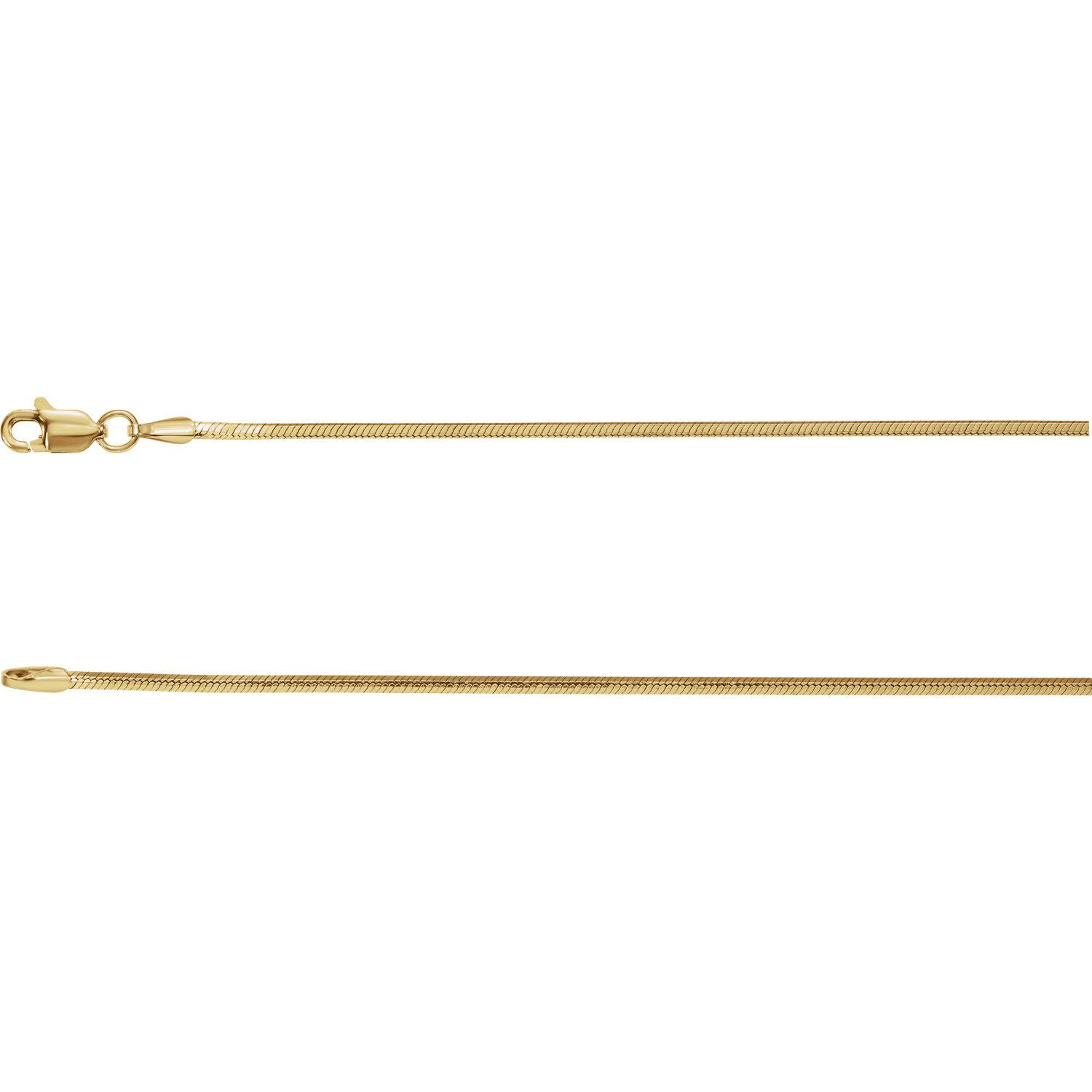 14K Yellow 1.2mm Square Diamond Cut Snake 20&quot; Chain