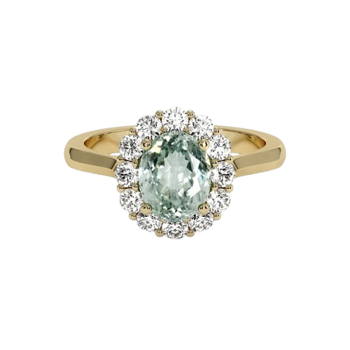 Bluish Green Montana Sapphire Ring - Oval 1.80 Ct. - 14K Yellow Gold
