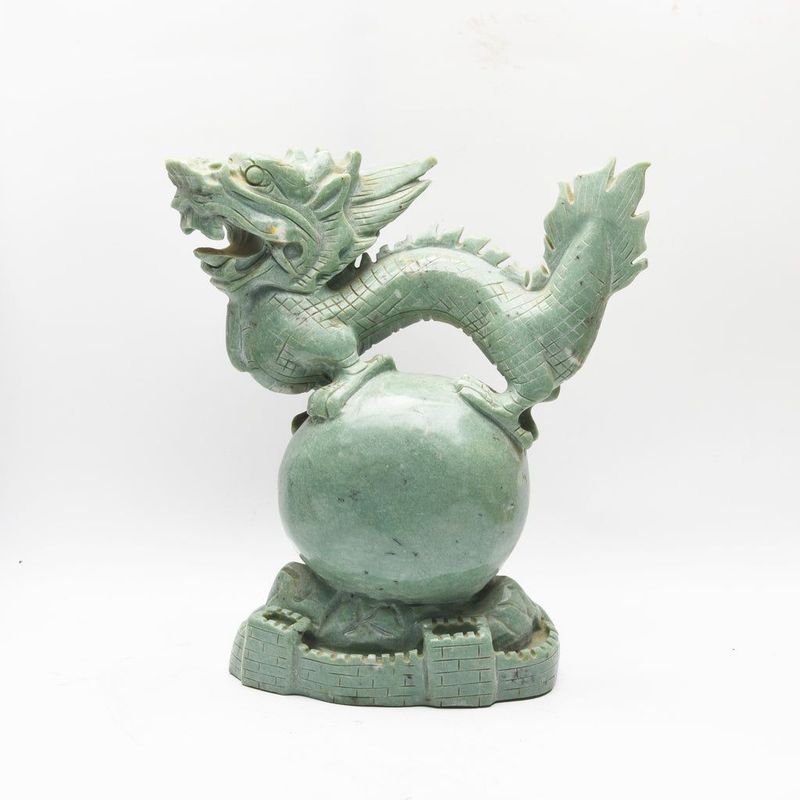 GREEN JADE  DRAGON CARVING