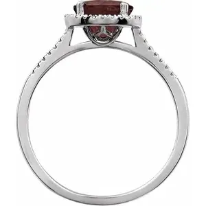 Sterling Silver Natural Mozambique Garnet &amp; .01 CTW Natural Diamond Ring