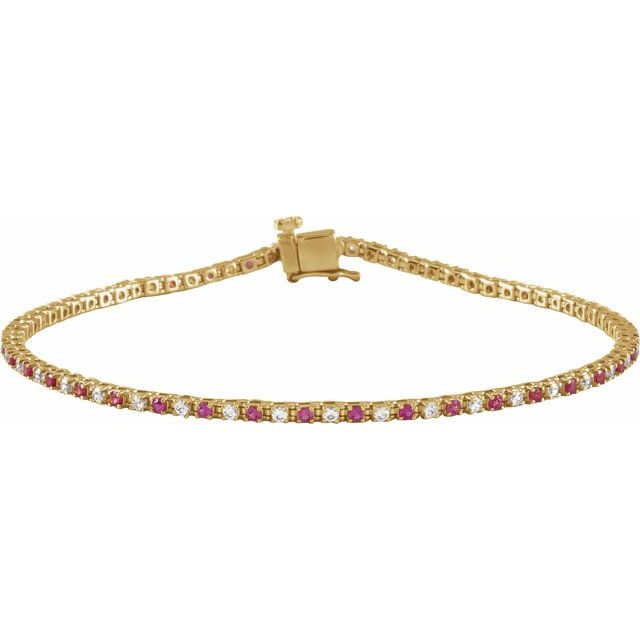4K Yellow Natural Ruby &amp; 5/8 CTW Natural Diamond Line 7 1/4&quot; Bracelet