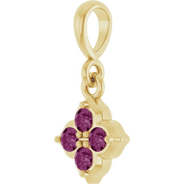 14K Yellow 2 mm Round Purple Diamond Cluster Pendant