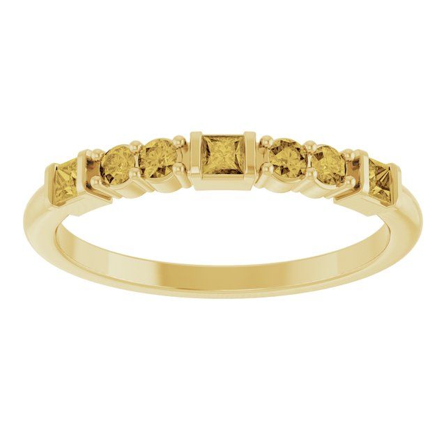 14K Yellow 2 mm Square Accented Stackable Ring