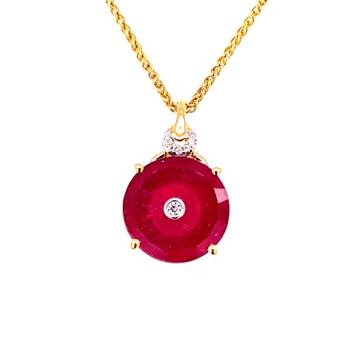 14K YELLOW GOLD RUBY TORUSRING PENDANT