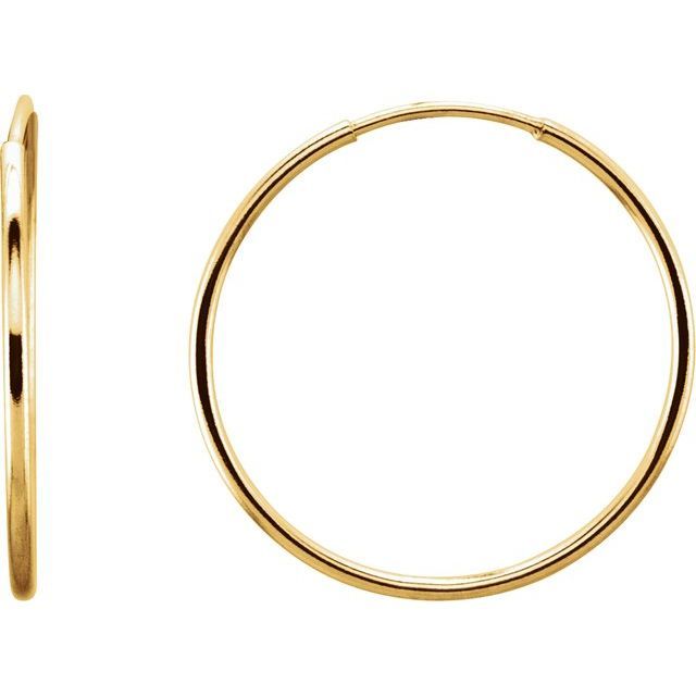 14K Yellow Endless Tube 20 mm Hoop Earring, Appraisal: 70.00
