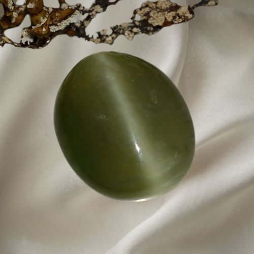 5.83ct Natural Dark Green Actinolite Cat&#39;s Eye, Oval, Translucent