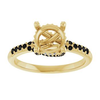 Customizable Ring Setting 14K Yellow Black and White Diamond Ring
