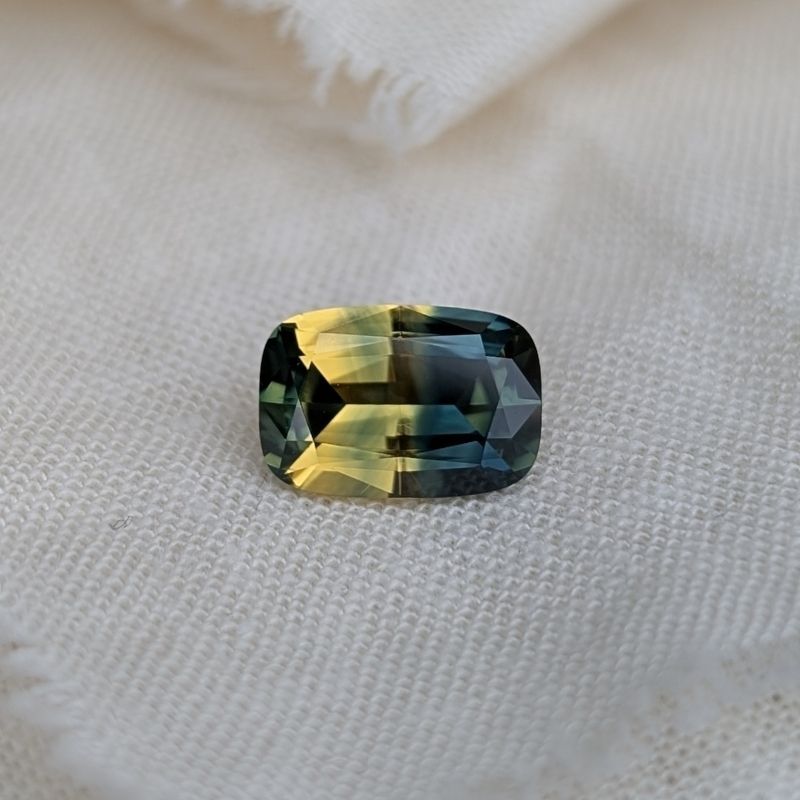 2.62ct Tri-color Parti Elongated Cushion Cut Australian Sapphire