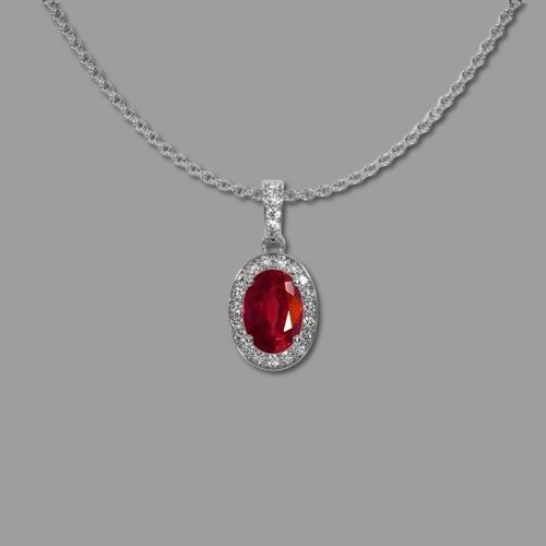 Antique Style Ruby Pendant 1.05 Ct., 14K White Gold