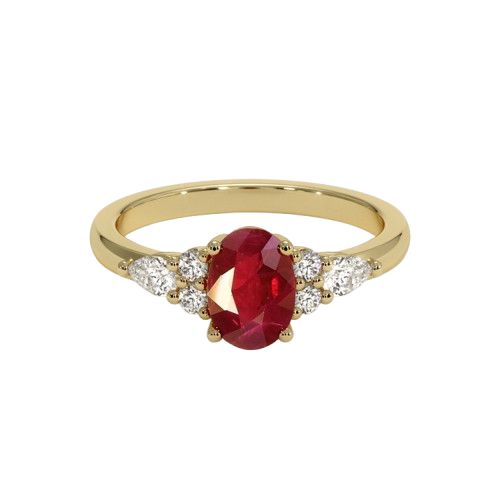 Ruby Ring and diamond Accents 1.07 Ct., 14K Yellow Gold