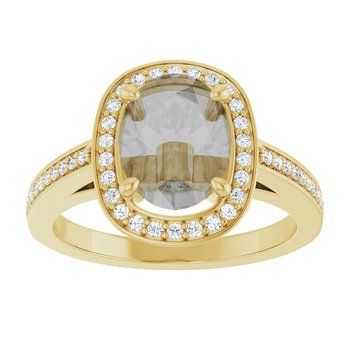 10K Yellow 9x7 mm Oval Zoisite Halo Ring