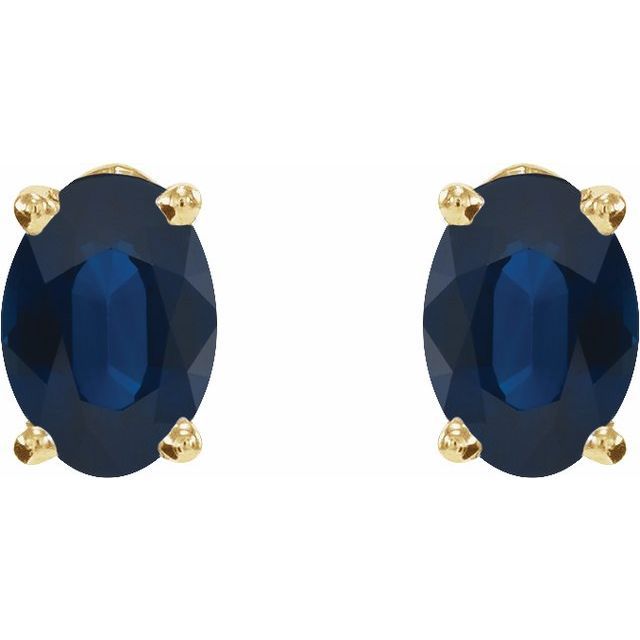 14K Yellow Natural Blue Sapphire Earrings