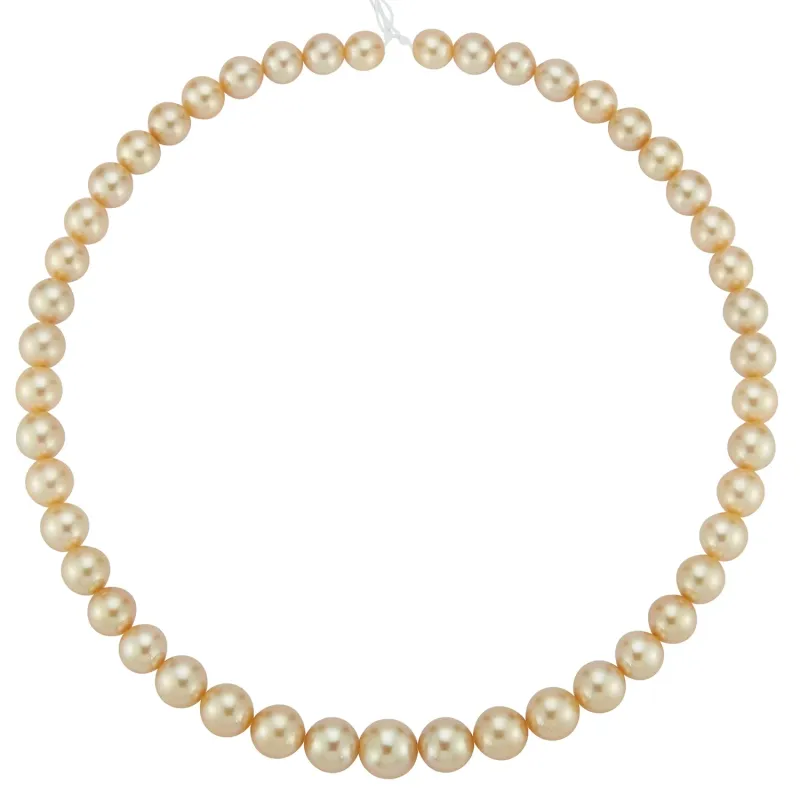 8-10 mm Round Graduated Golden AAA South Sea Unfinished Pearl Strand (N)