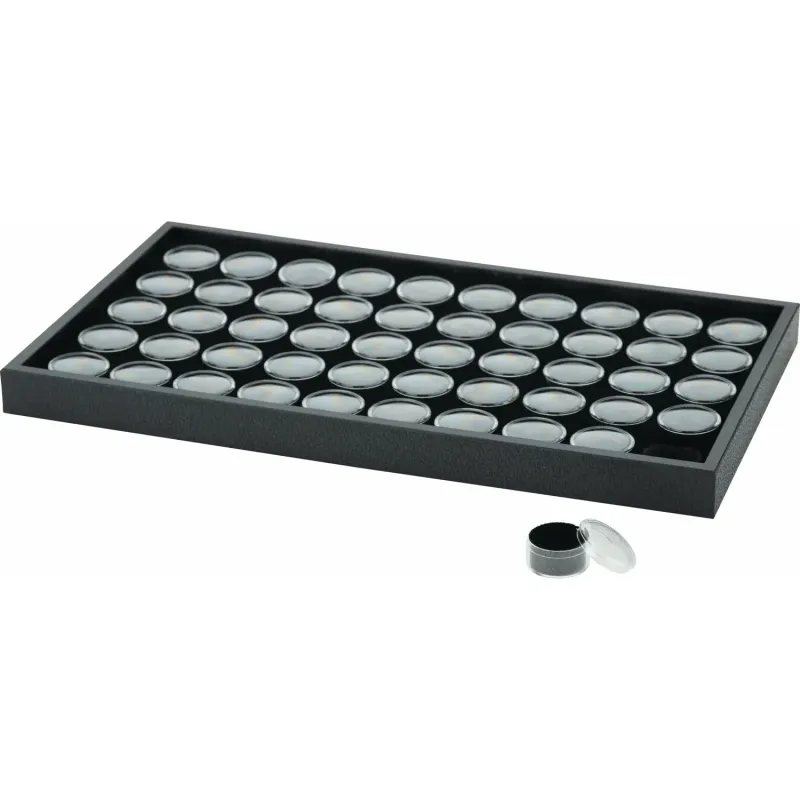 Black Acrylic &amp; Paper Tray with 50 Gem Jars