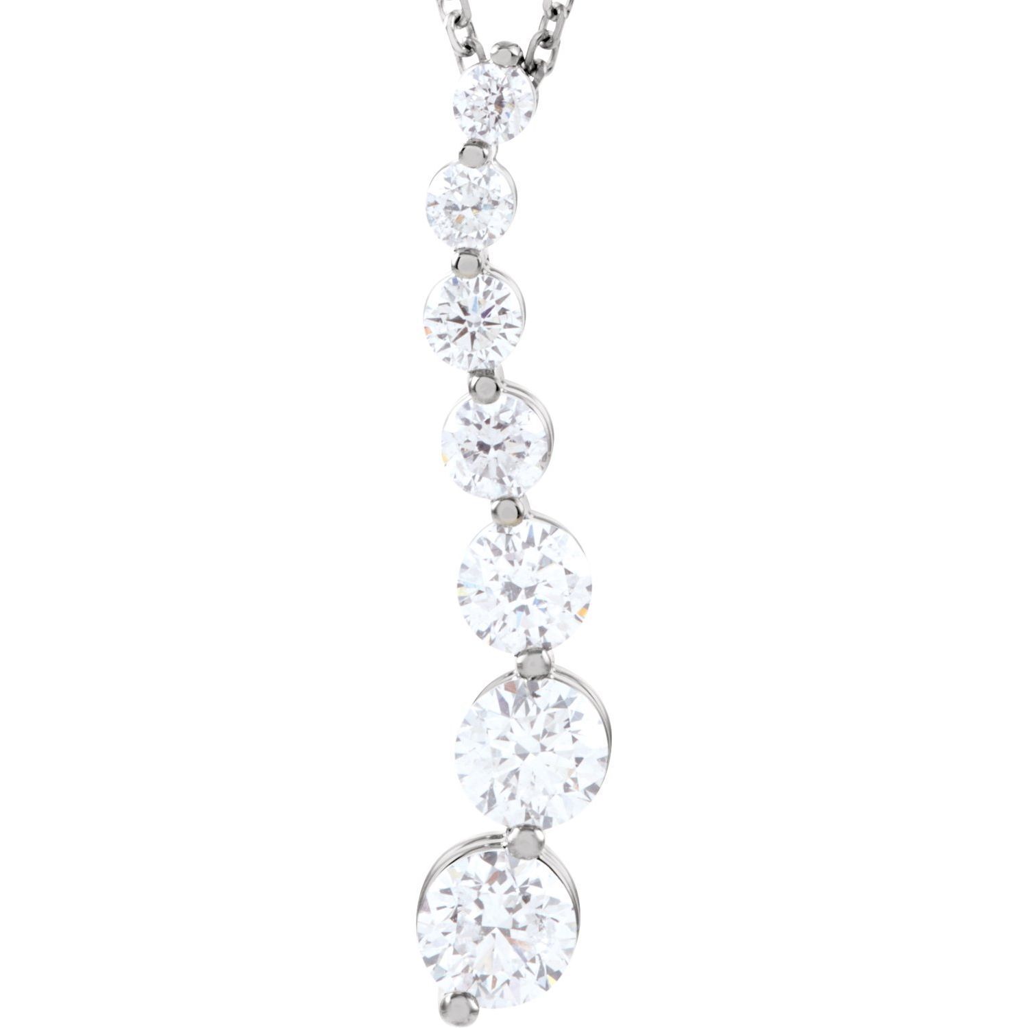 14K White Gold 7/8 CTW Natural Diamond Journey 18" Necklace