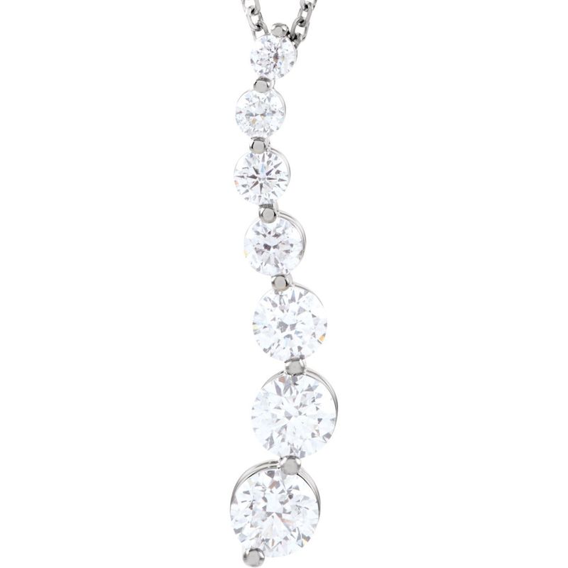 14K White Gold 7/8 CTW Natural Diamond Journey 18" Necklace