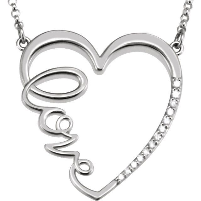 Sterling Silver 1/6 CTW Diamond "Love" Heart Infinity 18" Necklace