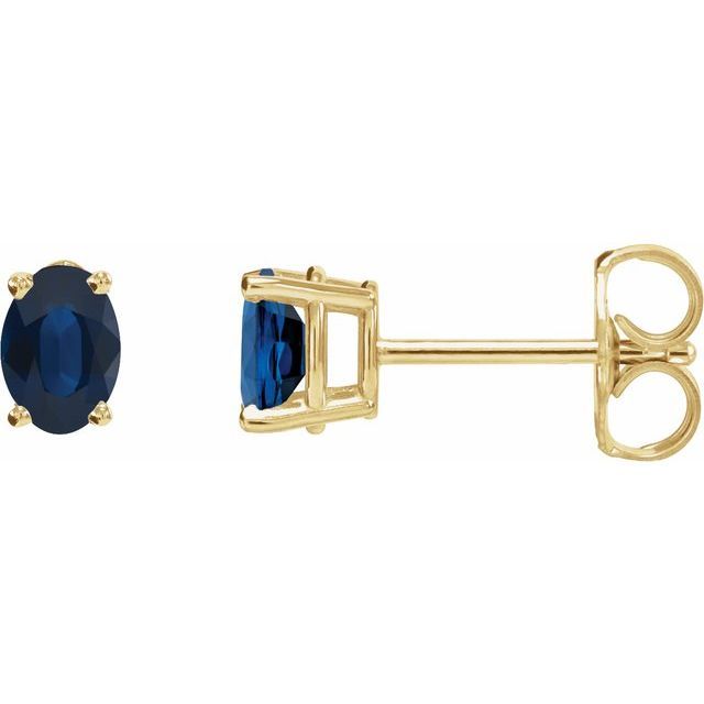 14K Yellow Natural Blue Sapphire Earrings