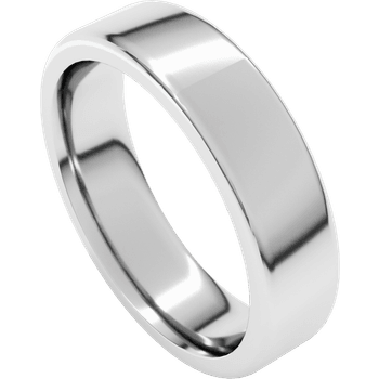 14K White Gold Round Edge Comfort Fit Heavyweight Flat Band