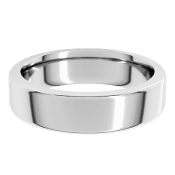 14K White Gold Round Edge Comfort Fit Heavyweight Flat Band