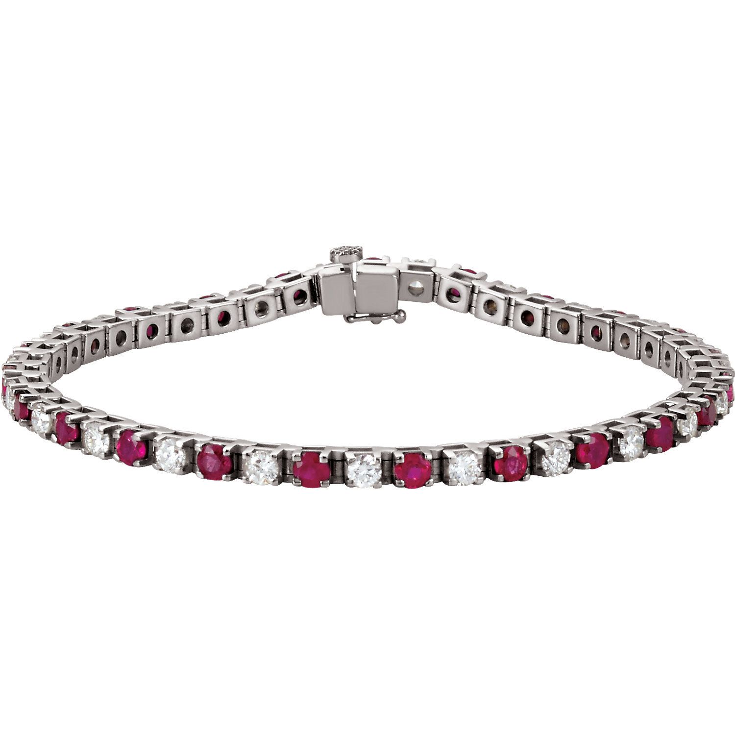 14K White Ruby &amp; 2 1/3 CTW Diamond 7.25" Bracelet