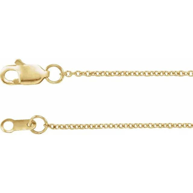 14K Yellow Natural Ruby Cross Pendant with  a 14k yellow 1mm solid cable 18 inch chain
