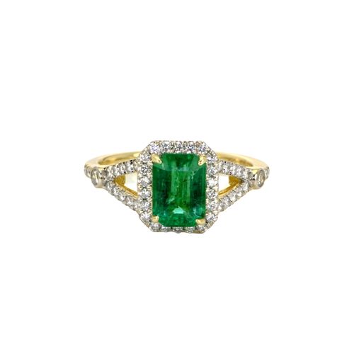 1.72 Ct. Emerald and Diamond Ring, 14K Yellow Goldwith G VSI diamond accents