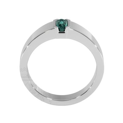 Mens Bluish Green  Sapphire Ring - Emerald 1.00 Ct. - 14K White Gold