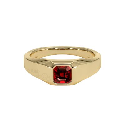 Men's Ruby Ring 0.92 carat asscher shape red ruby