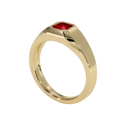 Men's Ruby Ring 0.92 carat asscher shape red ruby