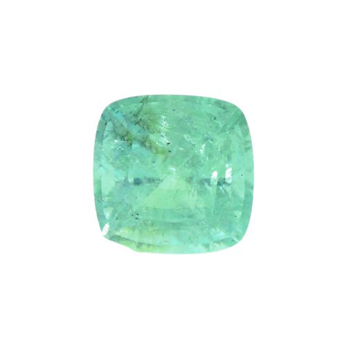 0.53 Ct. Emerald from Brazil (O) Mixed Brilliant Cushion 4.95 x 4.93 Slightly Included Light green