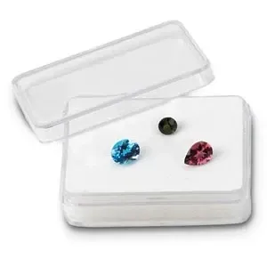 Clear Acrylic Rectangular Gemstone Container with Reversible Black/White Insert