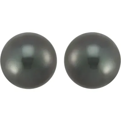 8 mm Pair Round/Near Round Undrilled A Medium Gray Tahitian Cultured Pearls (N)