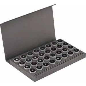 Palladium Shimmer Leatherette 32 Compartment Gemstone Jar Holder Display with Magnetic Flap Closure. Goes with item 100000-T