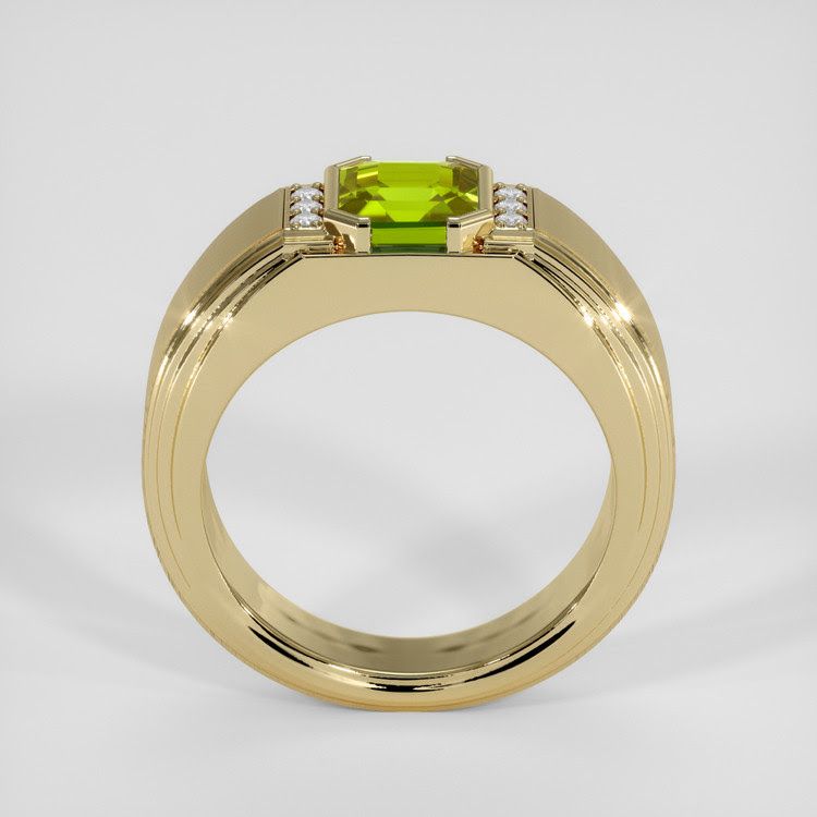 Men's Yellowish Green Sphene Ring 2.32 Ct., 14K Yellow Gold