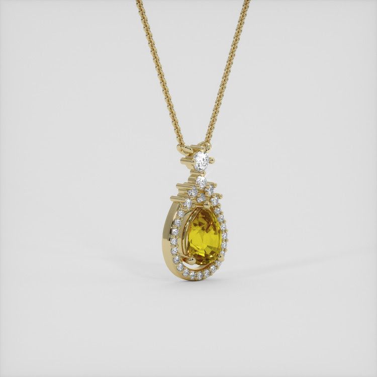 Pave Yellowish Brown Sphene Pendant 1.01 Ct., 14K Yellow Gold
