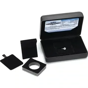 Black Leatherette Stone/Jewelry Box and comes with a clear Acrylic Gem Container with Reversible Insert