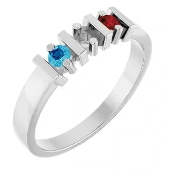 Sterling Silver 3-Stone Family Ring Moonstone, Garnet, and  Blue Zircon