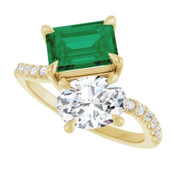 14K Yellow 6x4 mm Emerald Engagement Ring