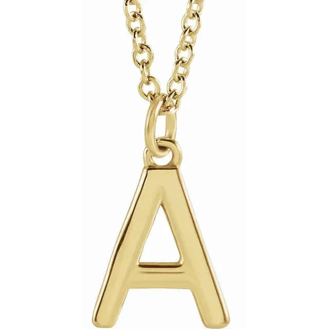 14K Yellow Initial A Dangle 18" Necklace