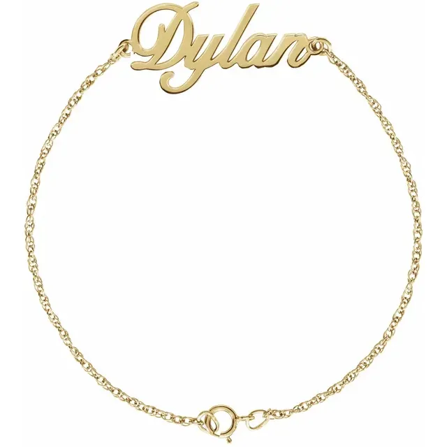 10K Yellow Script Nameplate 7" Bracelet