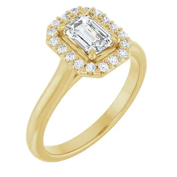 14K Yellow 6 x 4 mm Emerald Engagement Ring