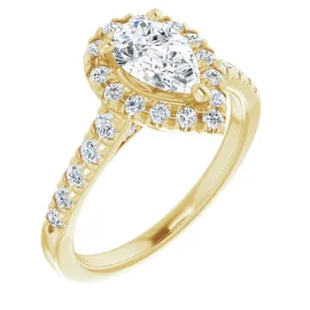 14K Yellow 8x5 mm Pear French-Set Engagement Ring